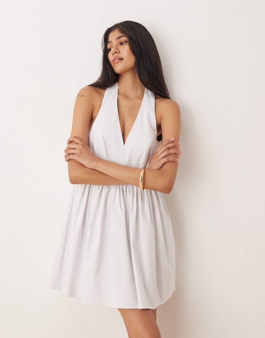 ASOS DESIGN - Ärmelloses Hemd-Skater-Kleid in Weiß-Schwarz von ASOS DESIGN