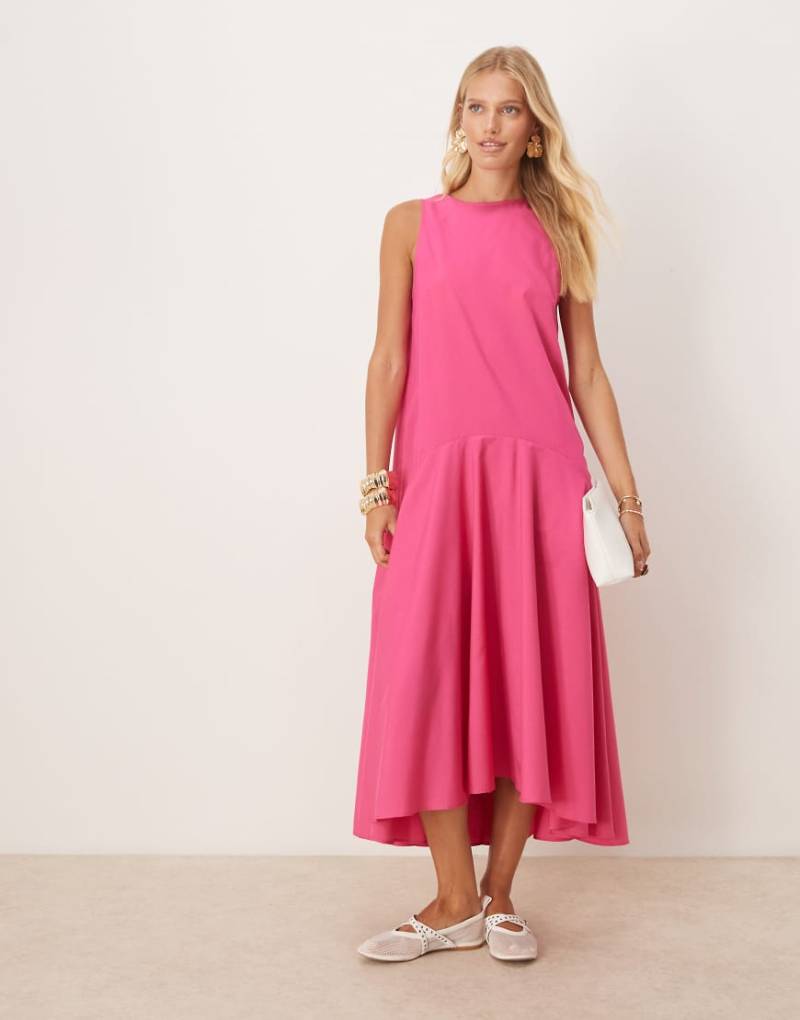 ASOS DESIGN - Ärmelloses Maxikleid in Rosa mit tiefer Taille-Bunt von ASOS DESIGN