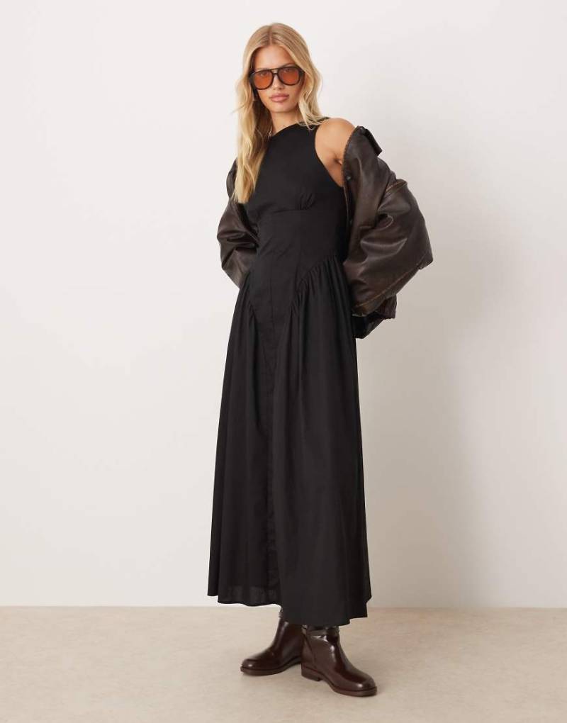 ASOS DESIGN - Ärmelloses Maxikleid in Schwarz mit Korsett-Detail von ASOS DESIGN