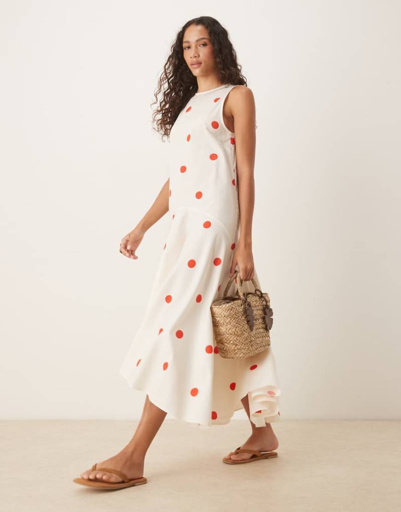 ASOS DESIGN - Ärmelloses Maxikleid mit tiefer Taille und Punktemuster-Bunt von ASOS DESIGN