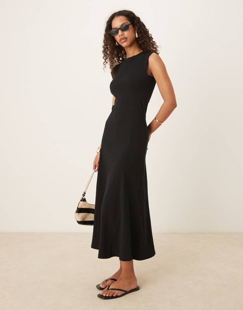 ASOS DESIGN - Ärmelloses Midi-Sommerkleid aus Baumwolle in Schwarz von ASOS DESIGN