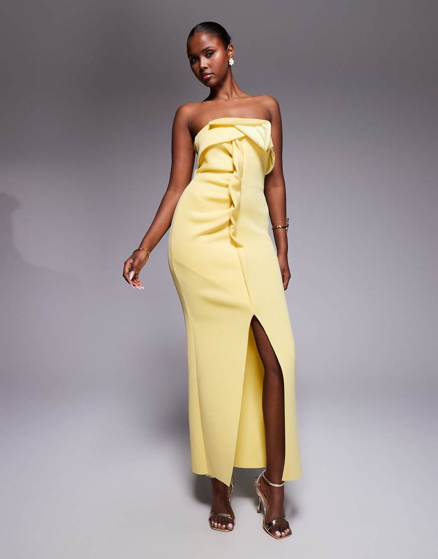 ASOS DESIGN - Ärmelloses Midikleid aus neoprenartigem Stoff in Buttermilchgelb mit verdrehtem Detail vorne ASOS DESIGN - Ärmelloses Midikleid aus neoprenartigem Stoff in Buttermilchgelb mit verdrehtem Detail vorne von ASOS DESIGN