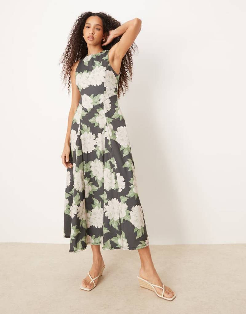 ASOS DESIGN - Ärmelloses Midikleid in Grün mit Blumenprint und Korsett-Taille-Bunt ASOS DESIGN - Ärmelloses Midikleid in Grün mit Blumenprint und Korsett-Taille-Bunt von ASOS DESIGN