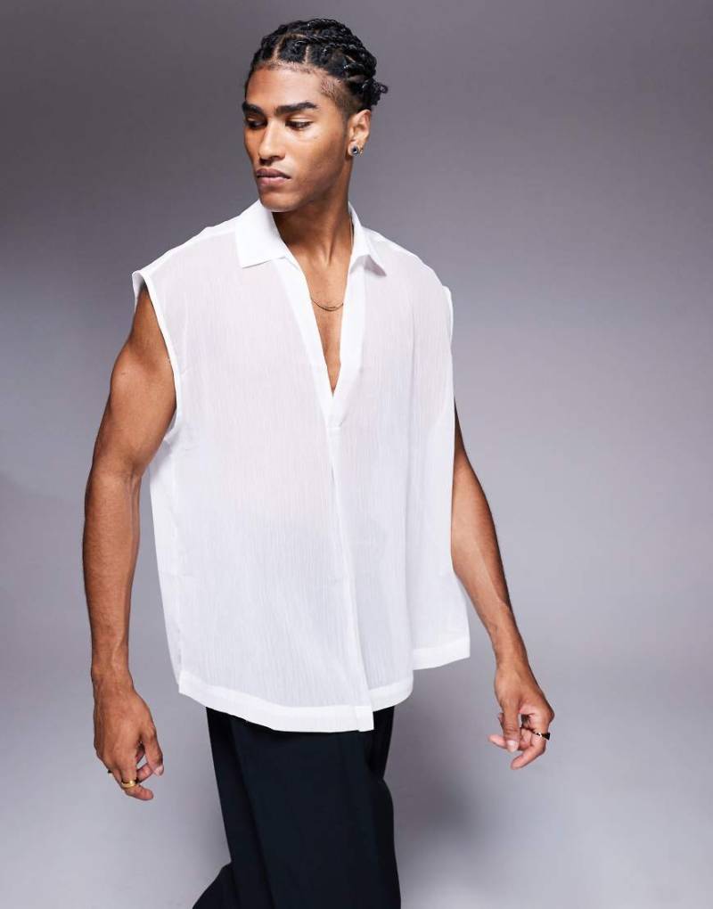 ASOS DESIGN - Ärmelloses Oversize-Schlupfhemd in Weiß von ASOS DESIGN