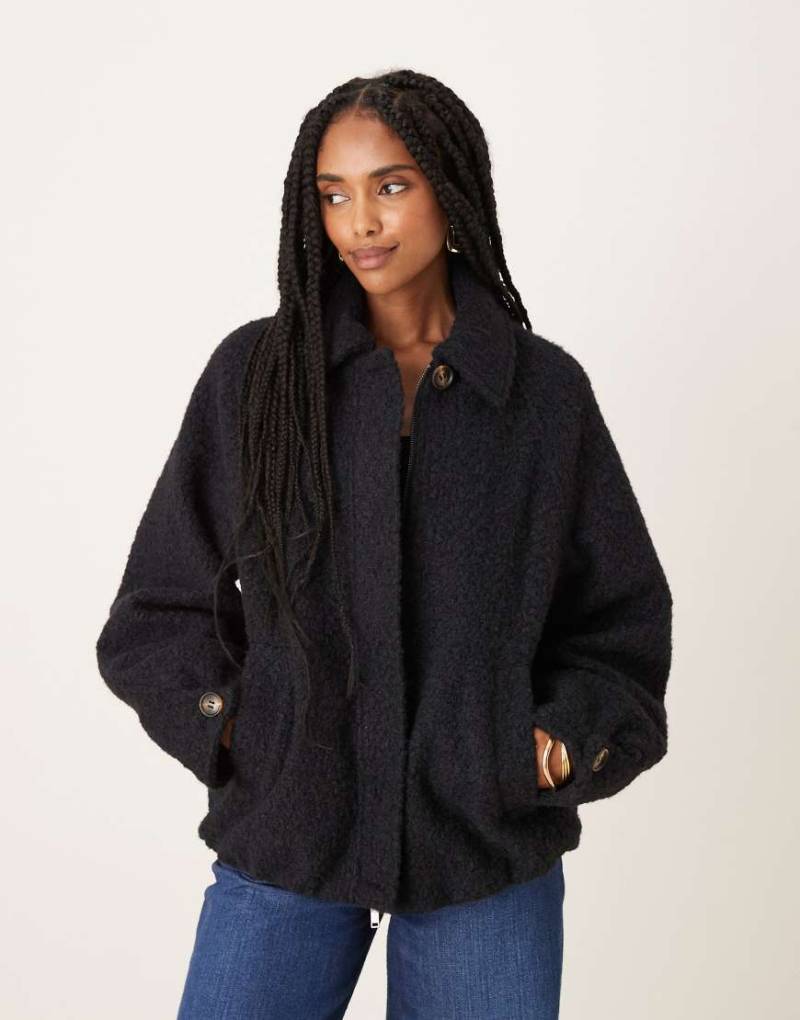 ASOS DESIGN - Angeraute Bomberjacke in Marineblau mit Kragen-Keine Farbe von ASOS DESIGN