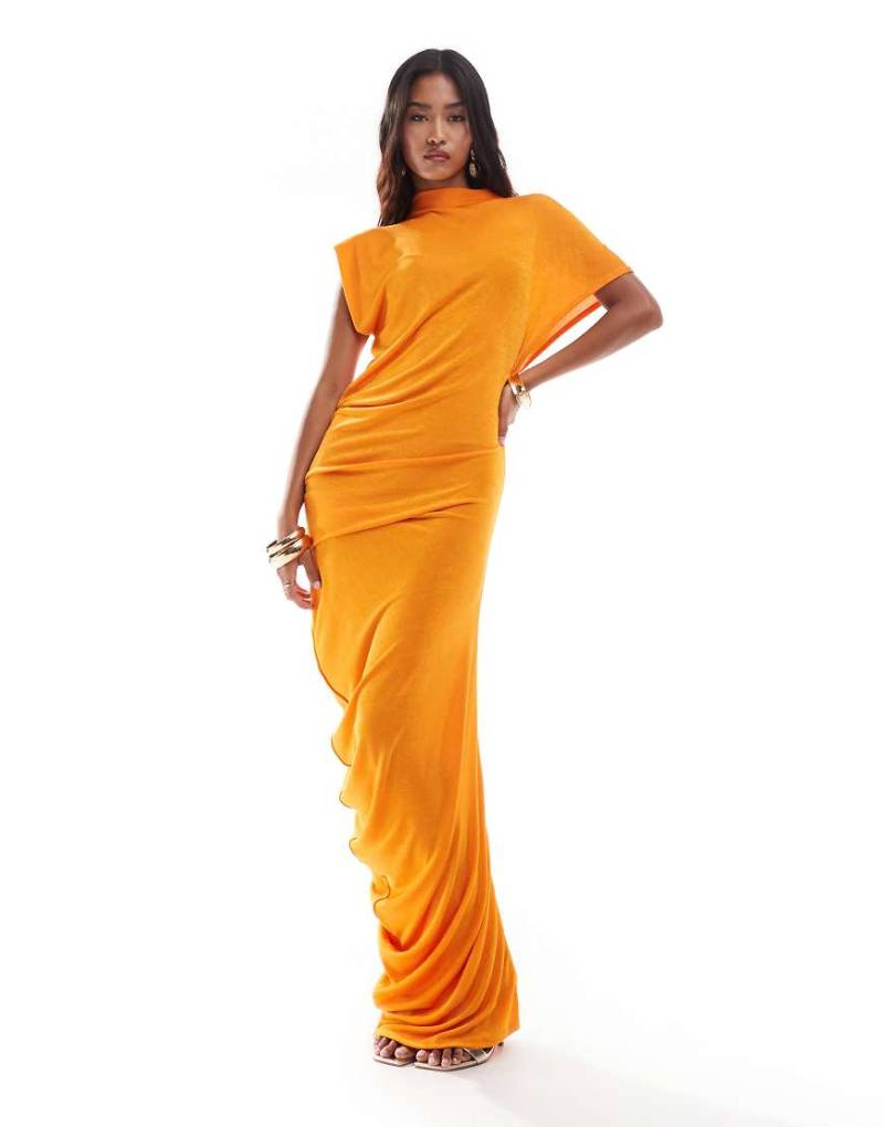ASOS DESIGN - Anschmiegsames, drapiertes Abendkleid in Orange von ASOS DESIGN