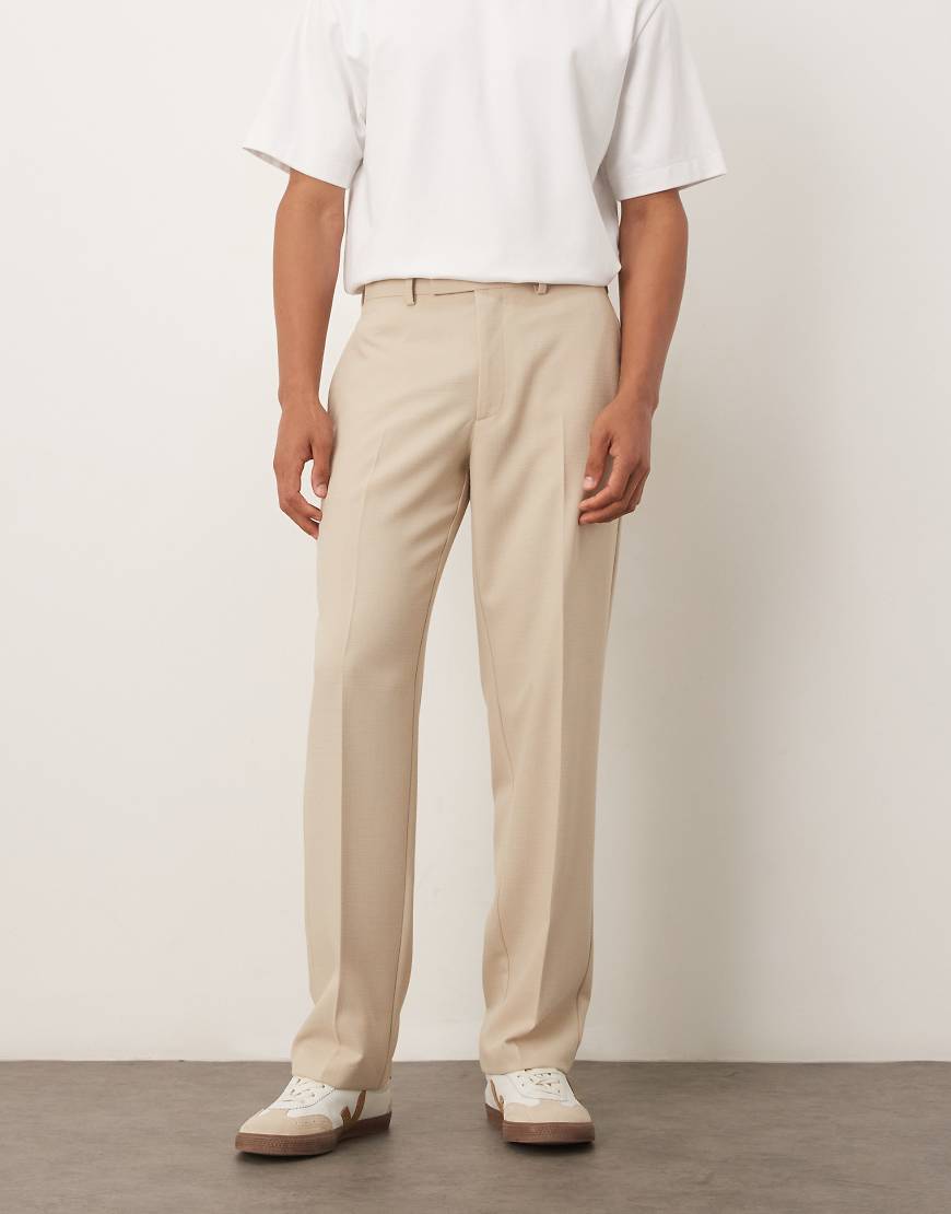 ASOS DESIGN - Anzughose aus Leinenmix in Steinbeige und geradem Schnitt-Neutral von ASOS DESIGN