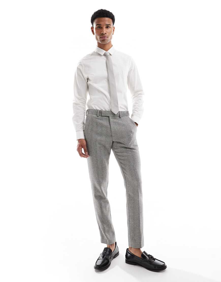ASOS DESIGN - Anzughose aus Wollmix in Grau mit engem Schnitt von ASOS DESIGN