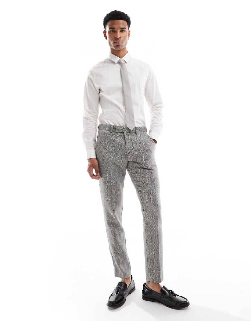 ASOS DESIGN - Anzughose aus Wollmix in Grau mit engem Schnitt von ASOS DESIGN