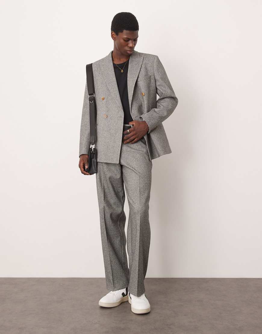 ASOS DESIGN - Anzughose aus schwerem Stoff in Grau mit weitem Bein ASOS DESIGN - Anzughose aus schwerem Stoff in Grau mit weitem Bein von ASOS DESIGN