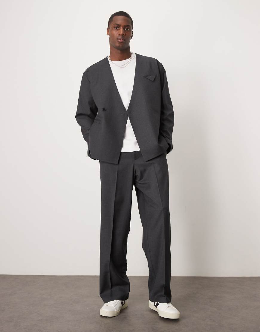 ASOS DESIGN - Anzughose in Anthrazit mit weitem Bein-Grau von ASOS DESIGN