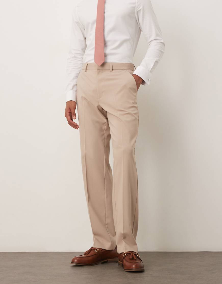 ASOS DESIGN - Anzughose in Beige mit geradem Bein-Neutral von ASOS DESIGN