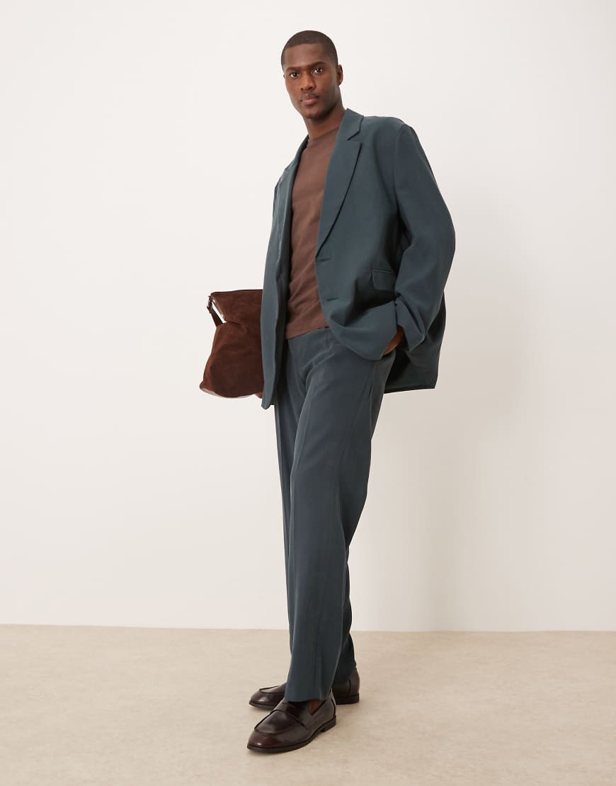ASOS DESIGN - Anzughose in Blau mit geradem Bein und elastischem Bund-Schwarz ASOS DESIGN - Anzughose in Blau mit geradem Bein und elastischem Bund-Schwarz von ASOS DESIGN