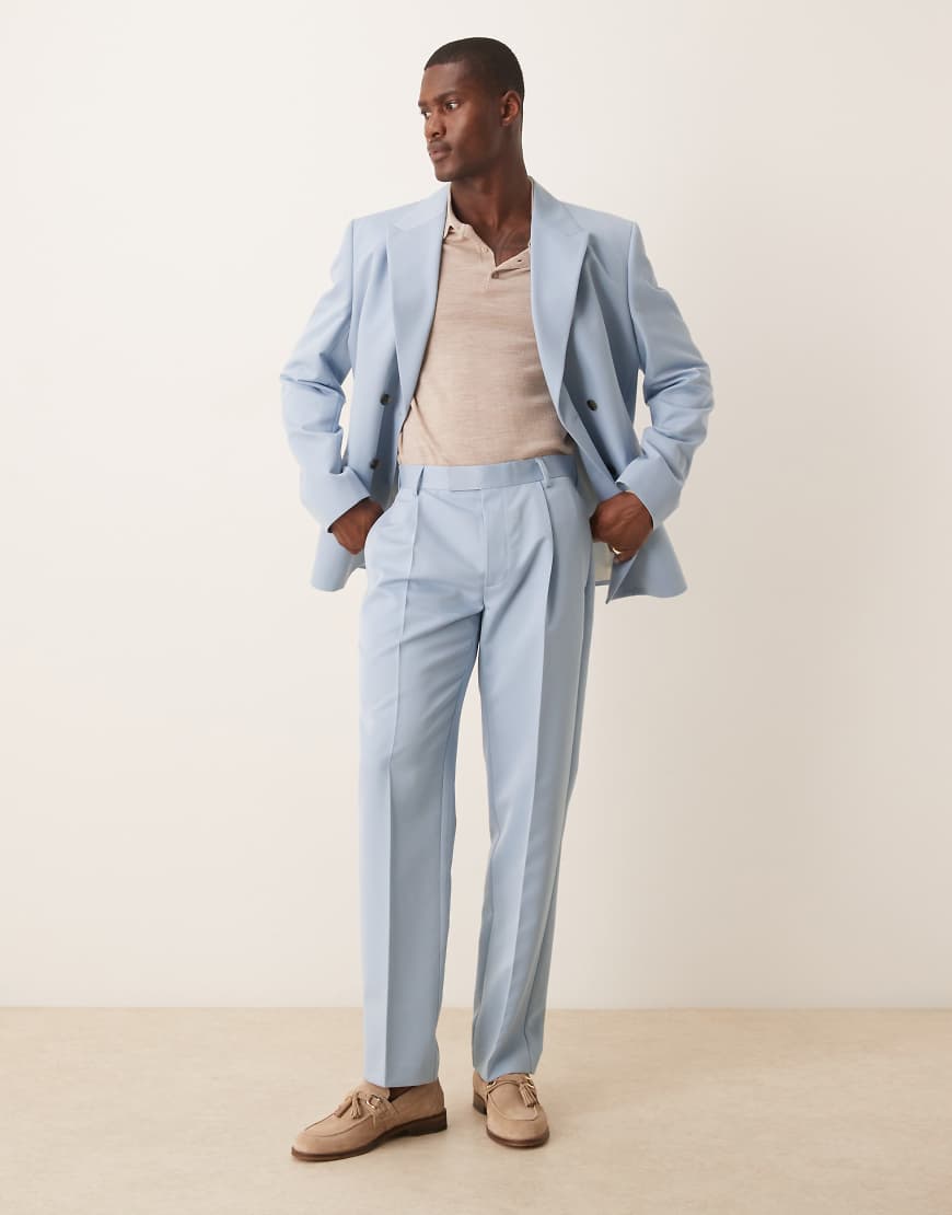 ASOS DESIGN - Anzughose in Blau mit geradem Bein von ASOS DESIGN