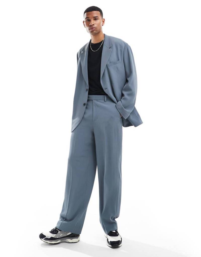 ASOS DESIGN - Anzughose in Blau mit weitem Bein von ASOS DESIGN