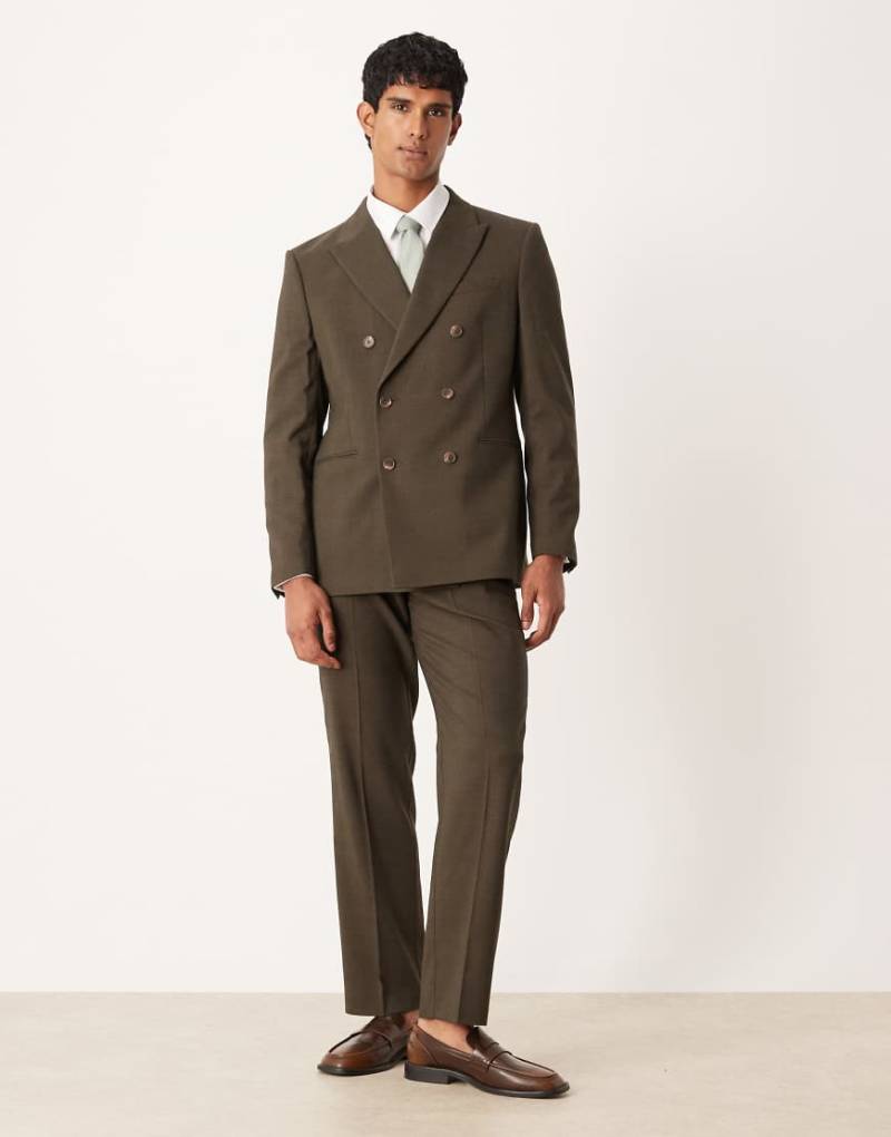 ASOS DESIGN - Anzughose in Braun mit geradem Schnitt und Glencheck-Karomuster-Brown von ASOS DESIGN