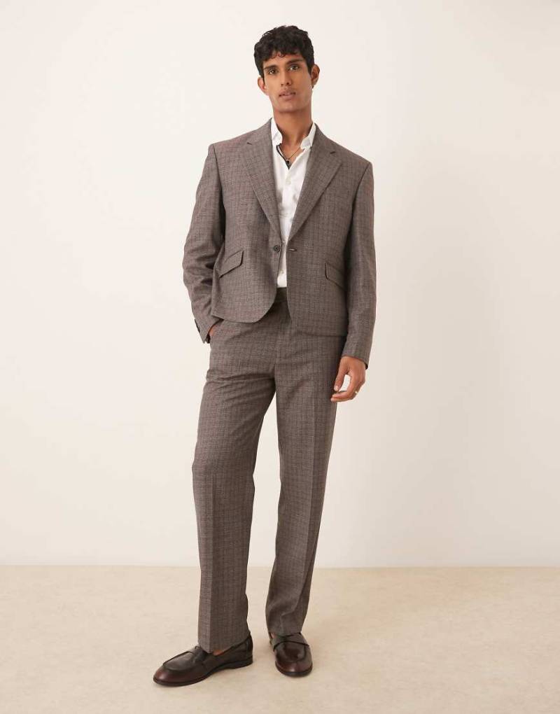 ASOS DESIGN - Anzughose in Braun mit geradem Schnitt und Struktur von ASOS DESIGN