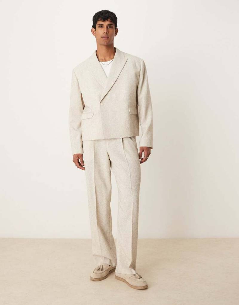 ASOS DESIGN - Anzughose in Creme mit weitem Bein-Neutral von ASOS DESIGN