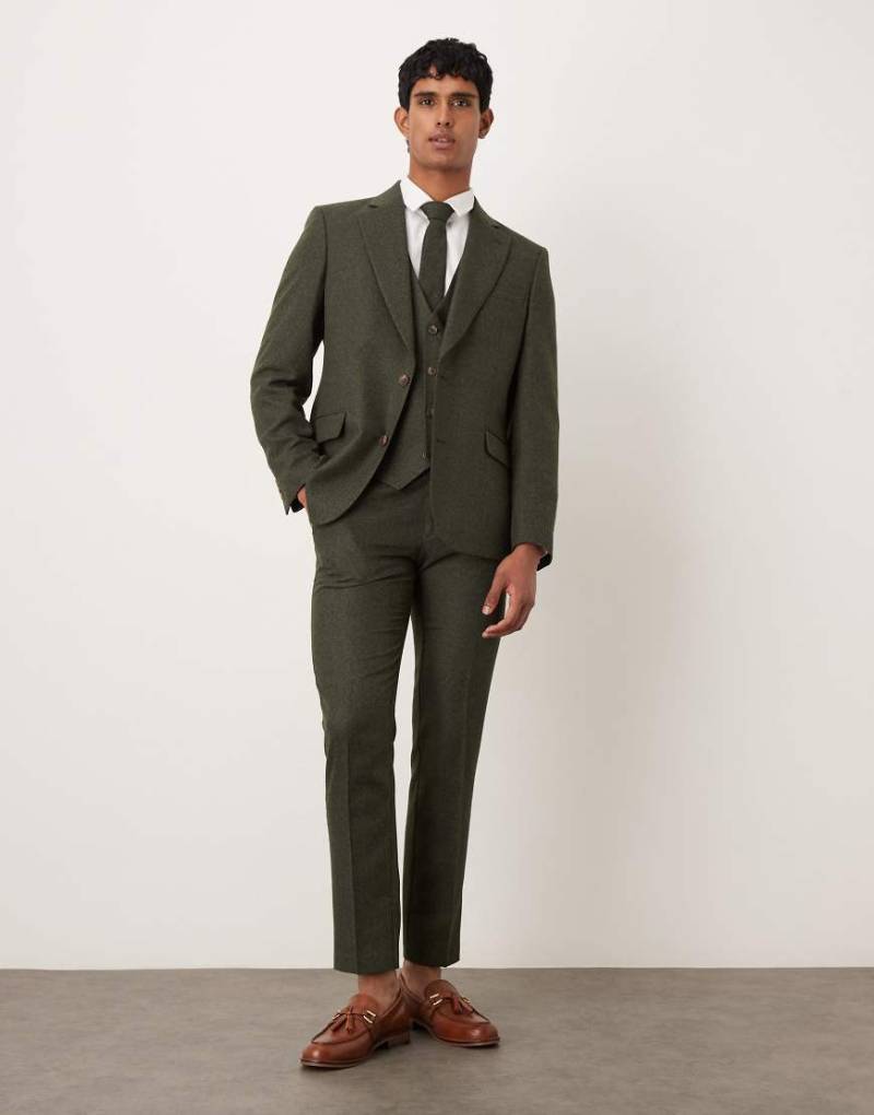 ASOS DESIGN - Anzughose in Grün mit engem Schnitt und sehr feiner Struktur von ASOS DESIGN