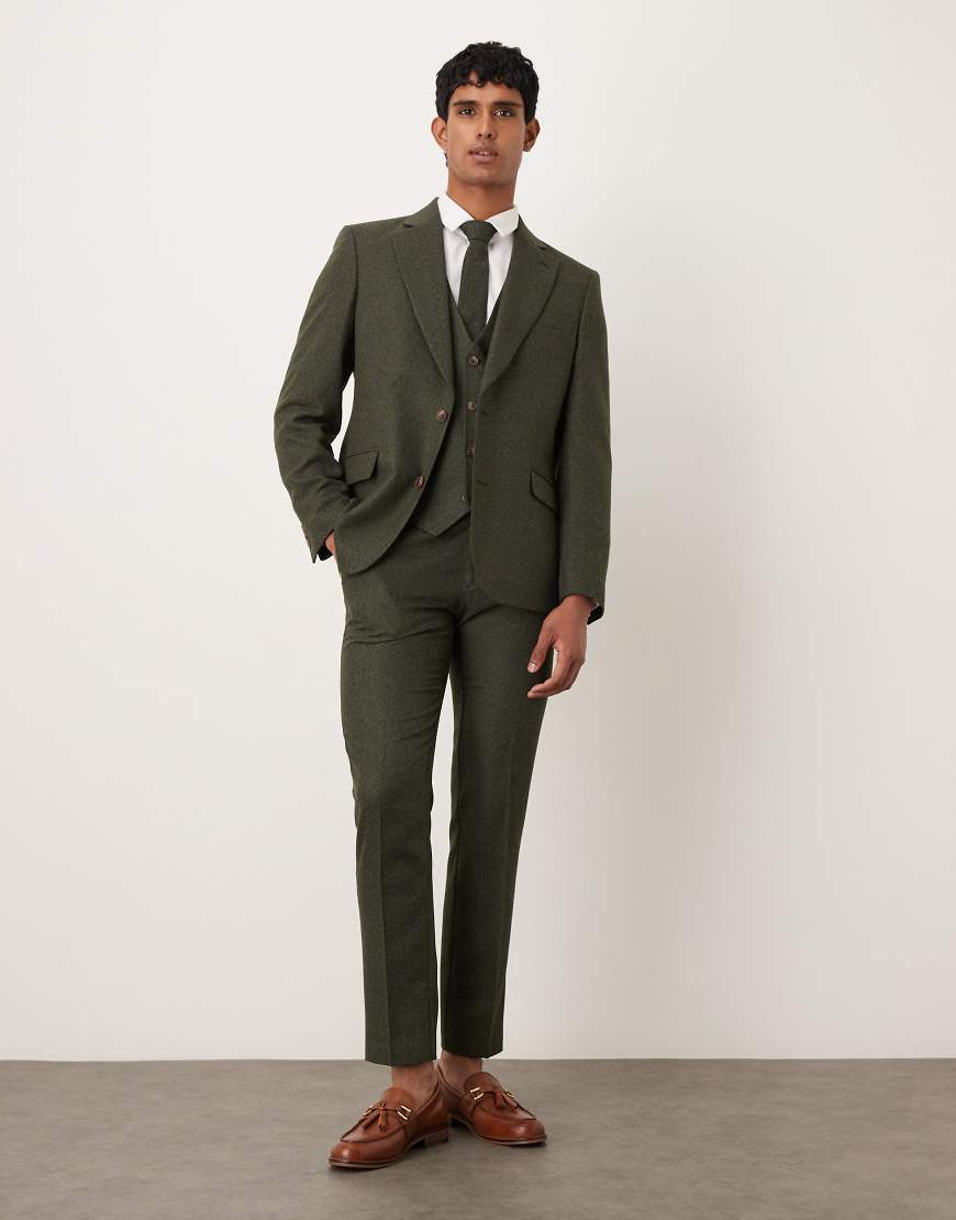 ASOS DESIGN - Anzughose in Grün mit engem Schnitt und sehr feiner Struktur von ASOS DESIGN