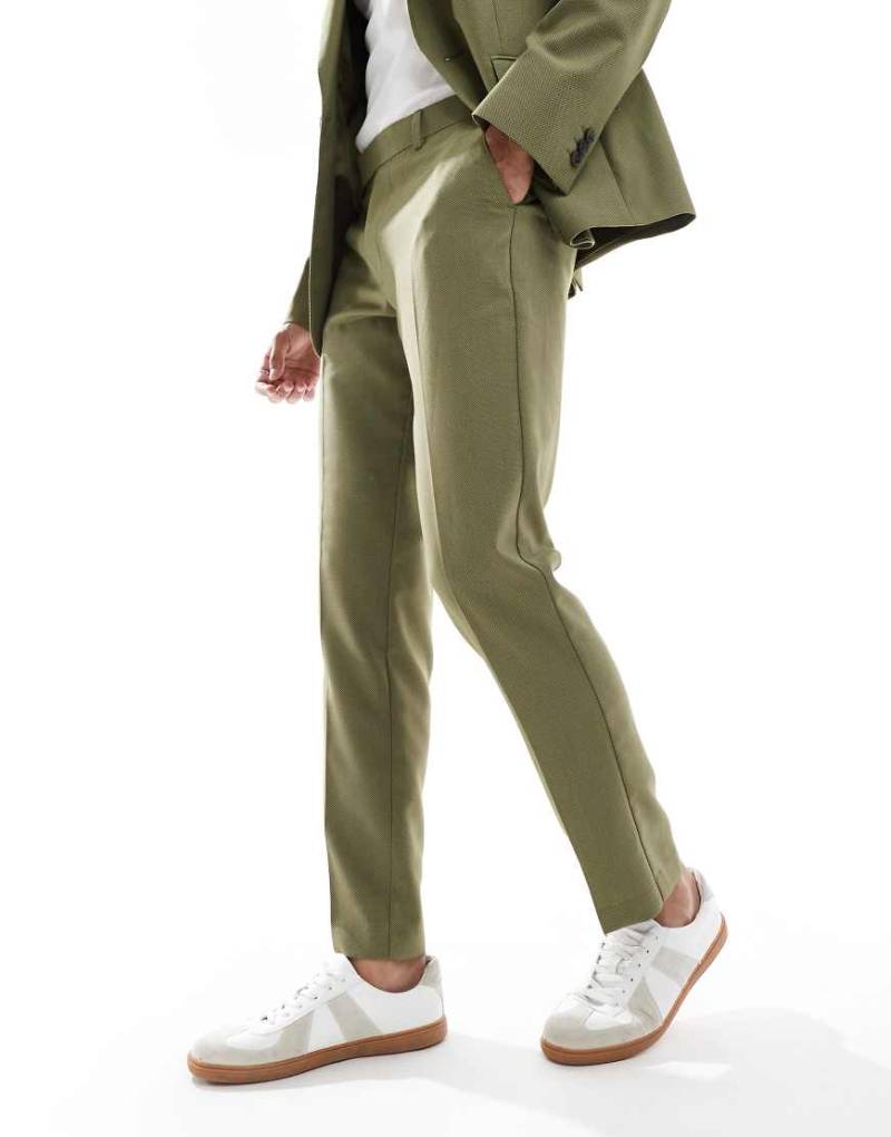 ASOS DESIGN - Anzughose in Grün mit schmalem Schnitt und feiner Struktur von ASOS DESIGN