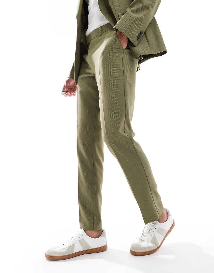 ASOS DESIGN - Anzughose in Grün mit schmalem Schnitt und feiner Struktur von ASOS DESIGN