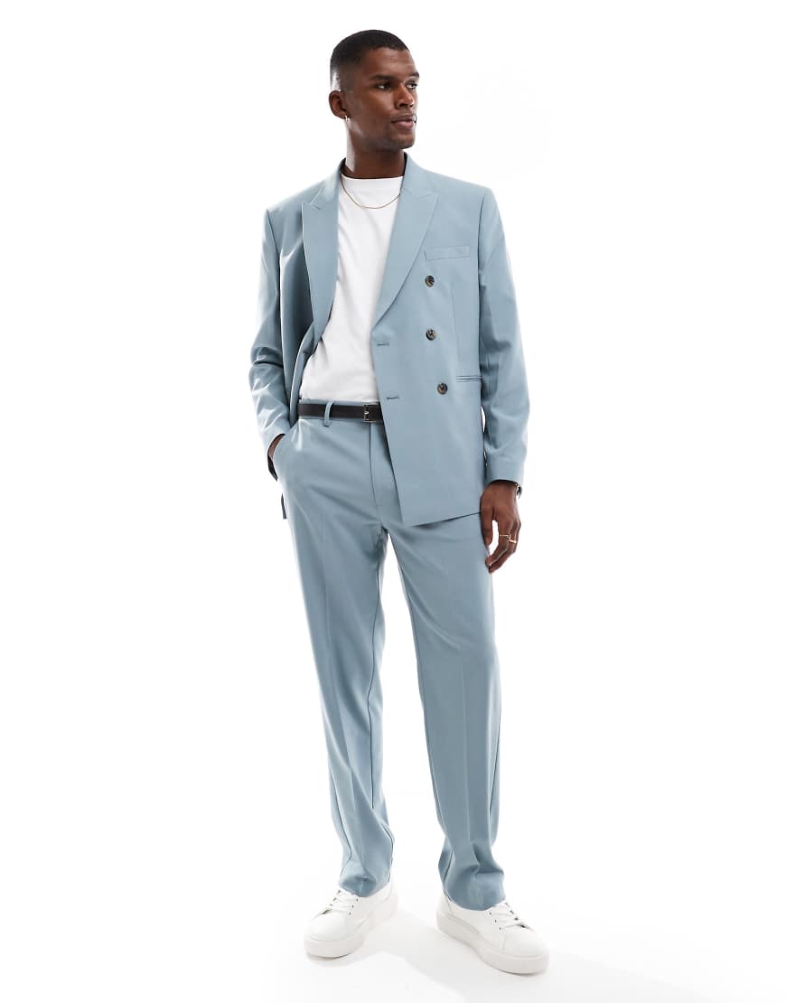 ASOS DESIGN - Anzughose in Hellblau mit geradem Schnitt von ASOS DESIGN
