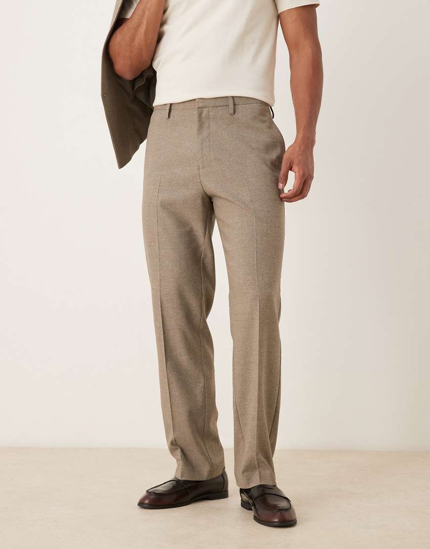 ASOS DESIGN - Anzughose in Kieselbraun mit geradem Schnitt-Grau von ASOS DESIGN