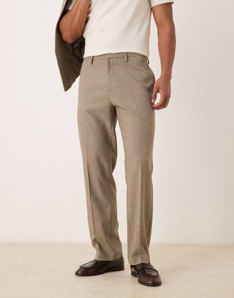 ASOS DESIGN - Anzughose in Kieselbraun mit geradem Schnitt-Grau von ASOS DESIGN