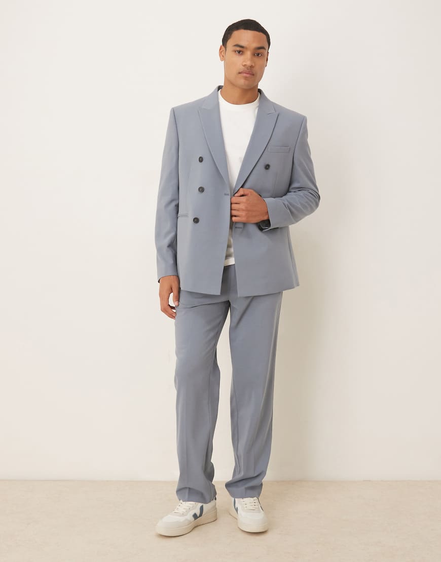 ASOS DESIGN - Anzughose in Mittelblau mit geradem Schnitt von ASOS DESIGN