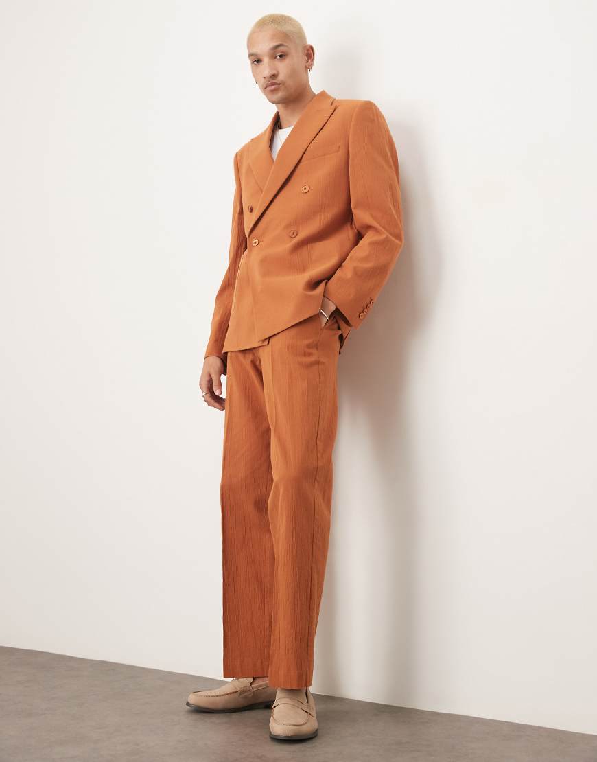 ASOS DESIGN - Anzughose in Rost mit geradem Schnitt und Waffelstruktur-Rot ASOS DESIGN - Anzughose in Rost mit geradem Schnitt und Waffelstruktur-Rot von ASOS DESIGN