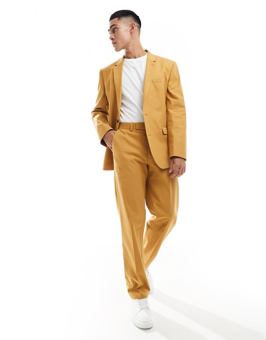 ASOS DESIGN - Anzughose in Rostbraun mit Leinenanteil und geradem Schnitt von ASOS DESIGN