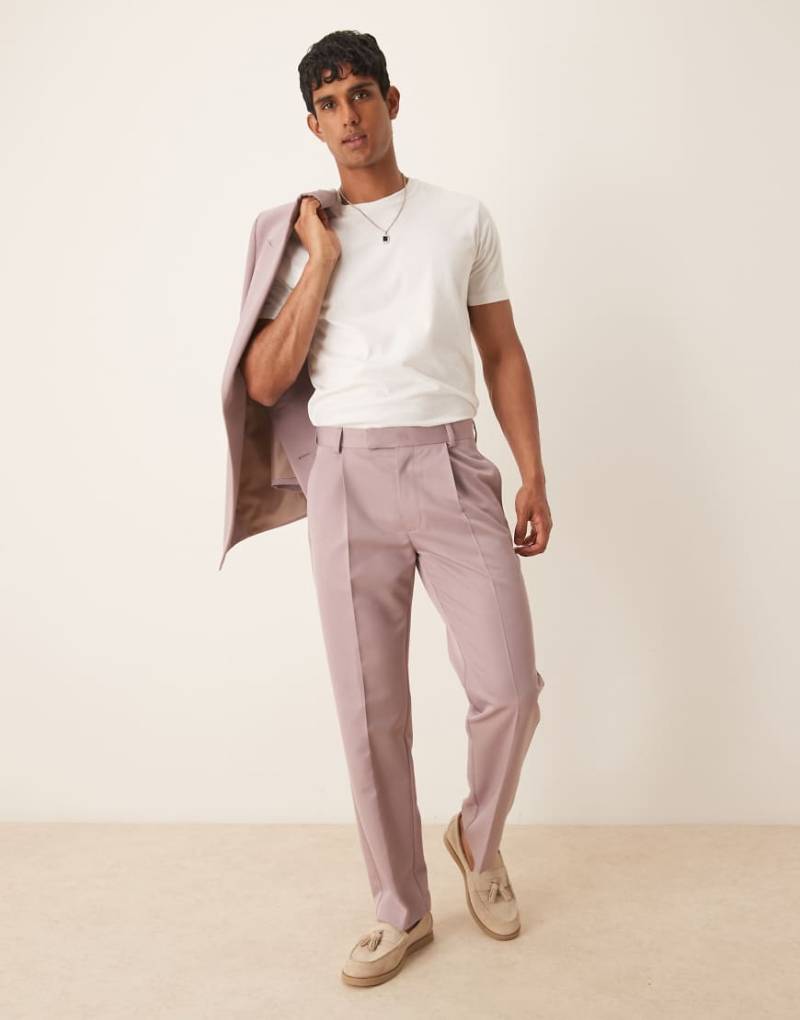 ASOS DESIGN - Anzughose in Staubrosa mit geradem Schnitt von ASOS DESIGN