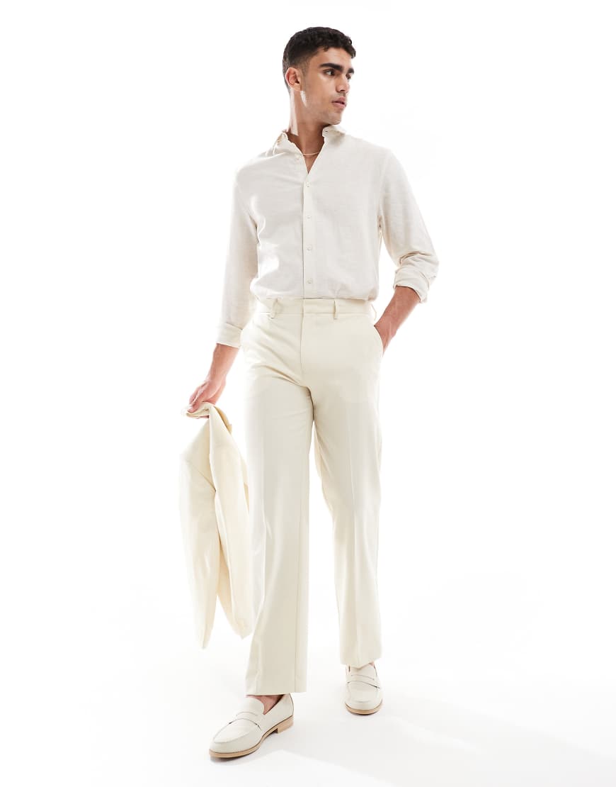 ASOS DESIGN - Anzughose in Steinbeige mit geradem Schnitt-Neutral von ASOS DESIGN