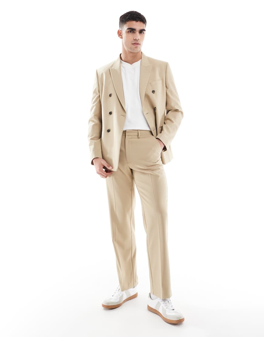 ASOS DESIGN - Anzughose in Steinbeige mit geradem Schnitt-Neutral von ASOS DESIGN
