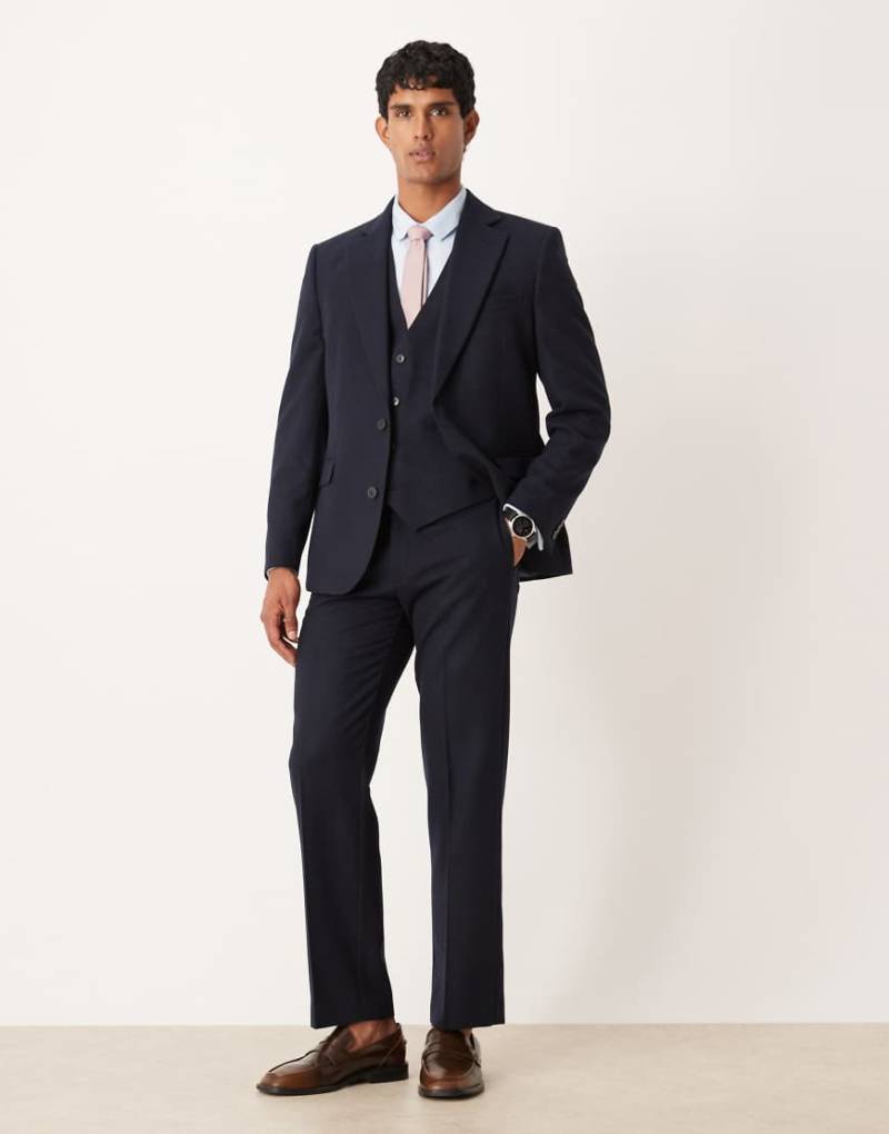 ASOS DESIGN - Anzughose in marineblauer Wolloptik mit geradem Schnitt ASOS DESIGN - Anzughose in marineblauer Wolloptik mit geradem Schnitt von ASOS DESIGN