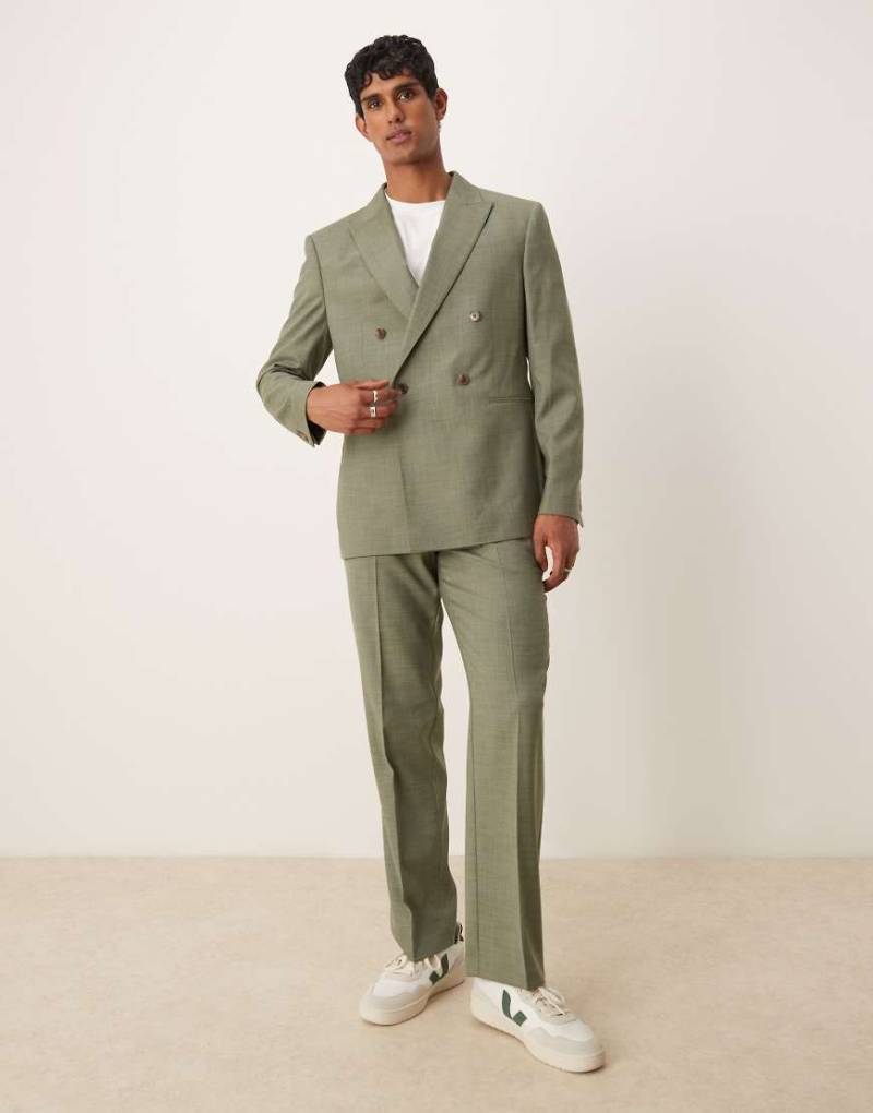 ASOS DESIGN - Anzughose in meliertem Grün mit geradem Schnitt von ASOS DESIGN
