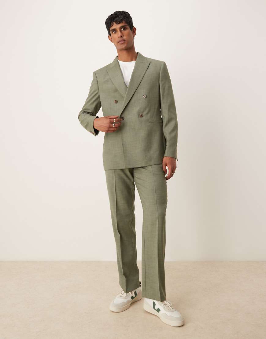 ASOS DESIGN - Anzughose in meliertem Grün mit geradem Schnitt ASOS DESIGN - Anzughose in meliertem Grün mit geradem Schnitt von ASOS DESIGN