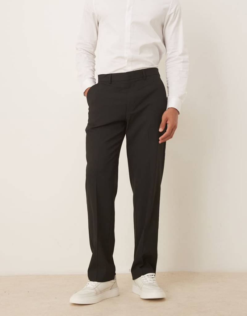 ASOS DESIGN - Anzughose mit geradem Bein in Schwarz von ASOS DESIGN