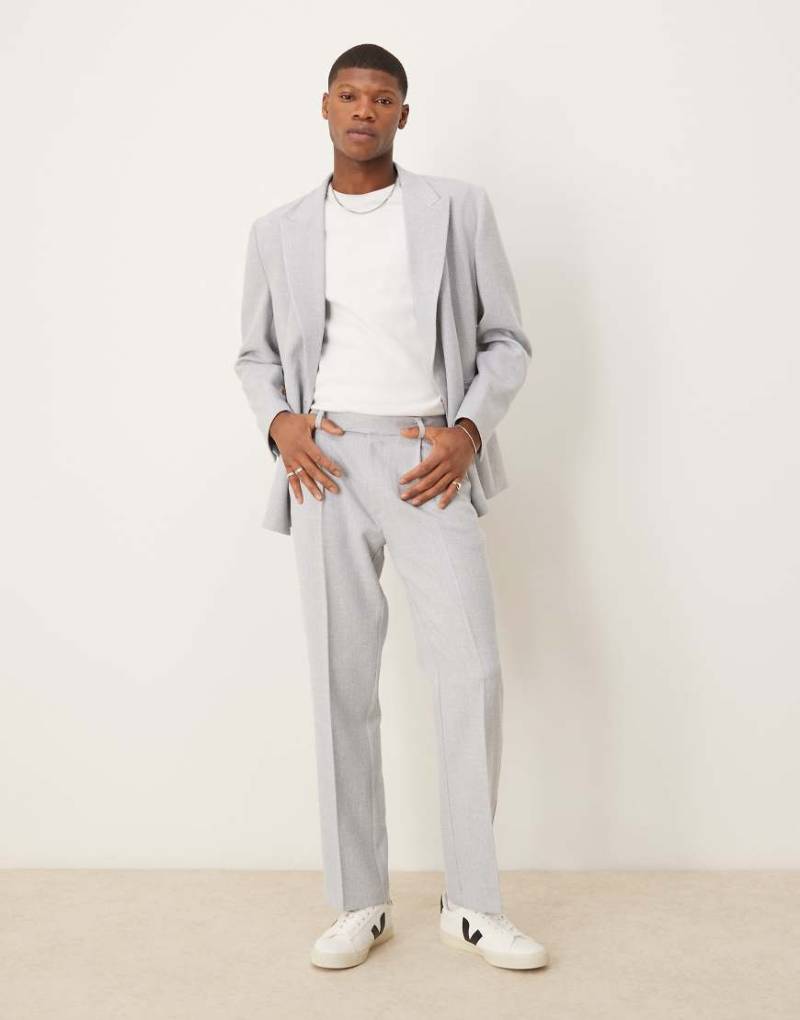 ASOS DESIGN - Anzughose mit geradem Bein in hellgrauer Leinenoptik von ASOS DESIGN