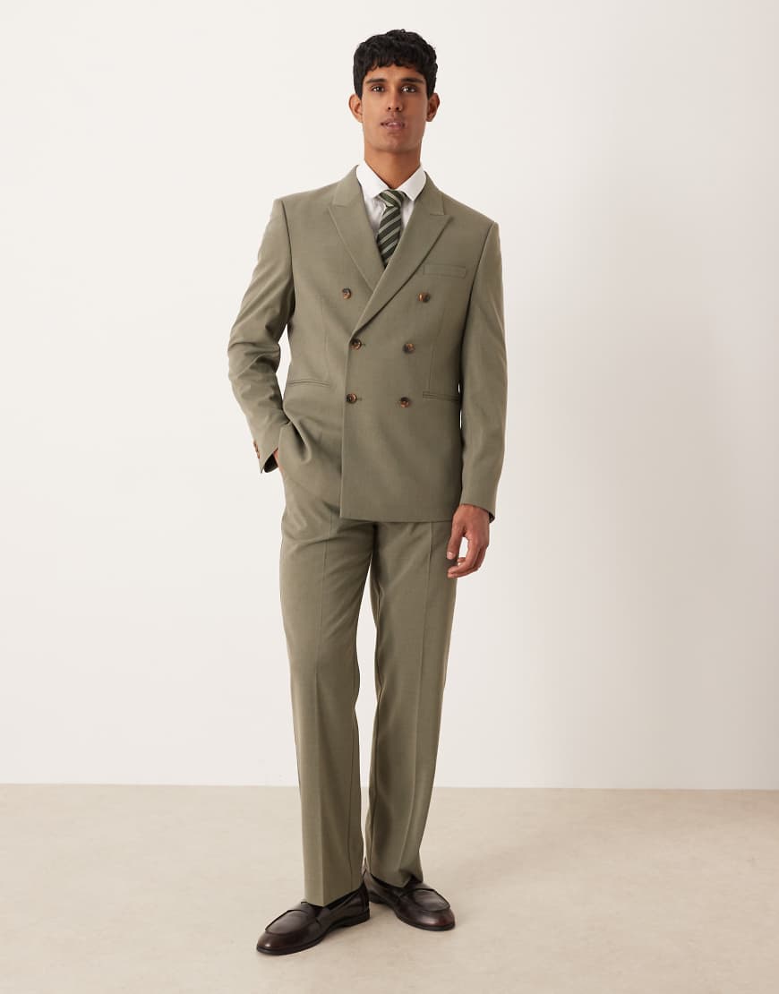 ASOS DESIGN - Anzughose mit geradem Schnitt in Khaki-Grün von ASOS DESIGN