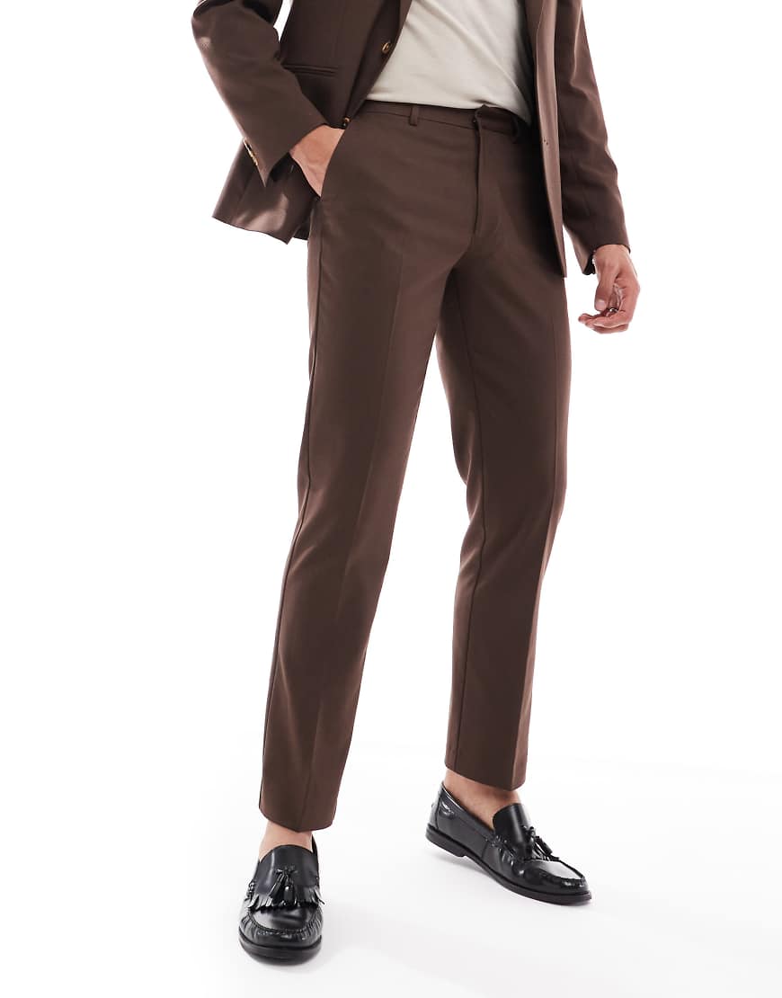 ASOS DESIGN - Anzughose mit schmalem Schnitt in Braun von ASOS DESIGN