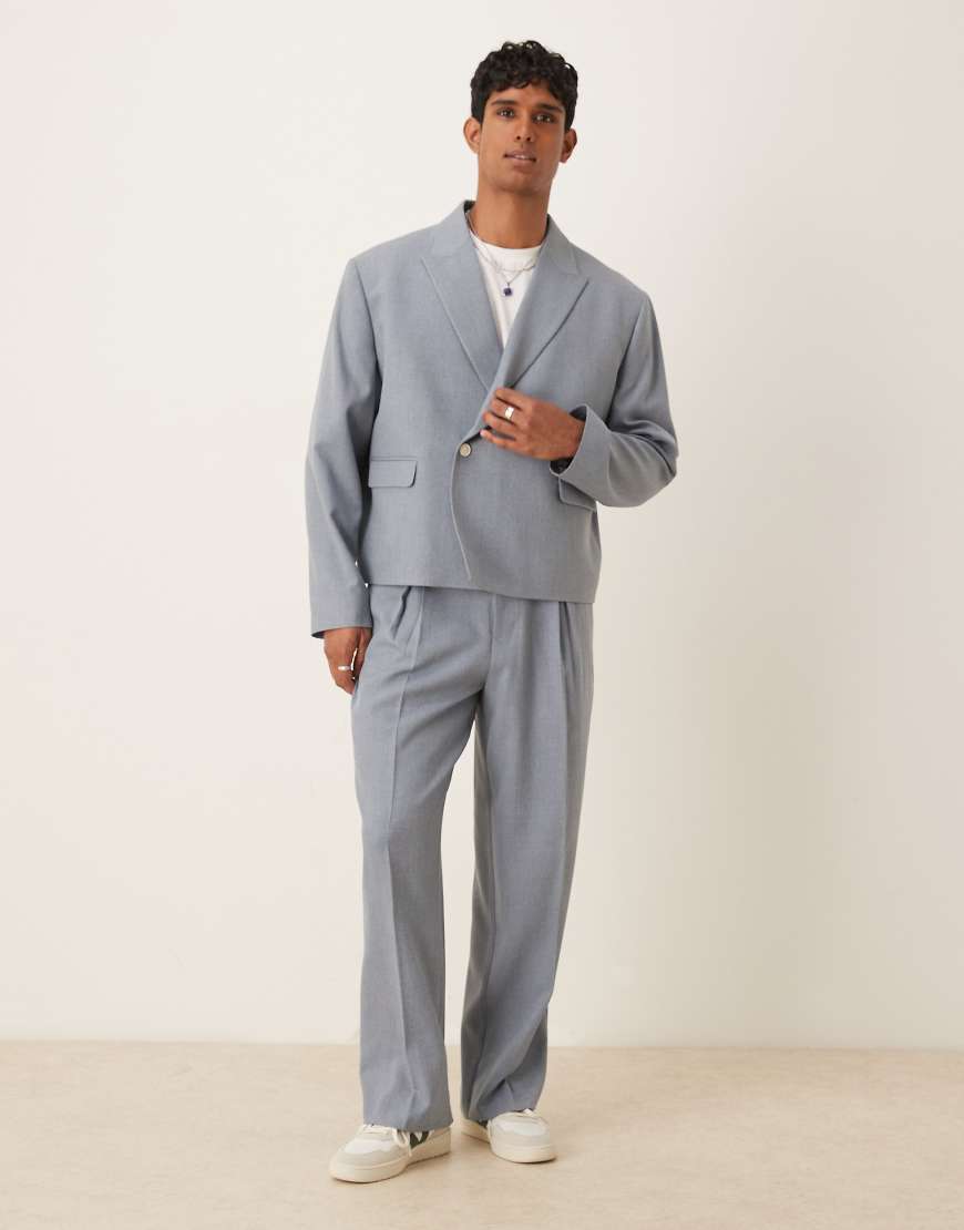 ASOS DESIGN - Anzughose mit weitem Bein in Blau-Schwarz von ASOS DESIGN