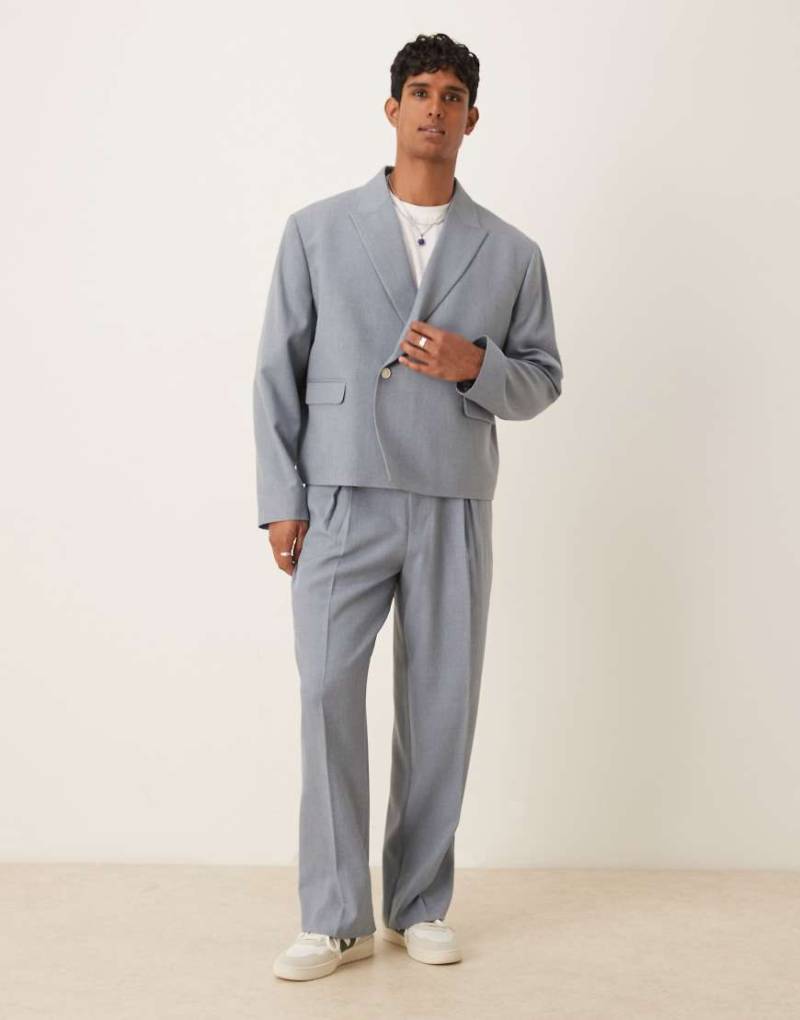 ASOS DESIGN - Anzughose mit weitem Bein in Blau-Schwarz von ASOS DESIGN