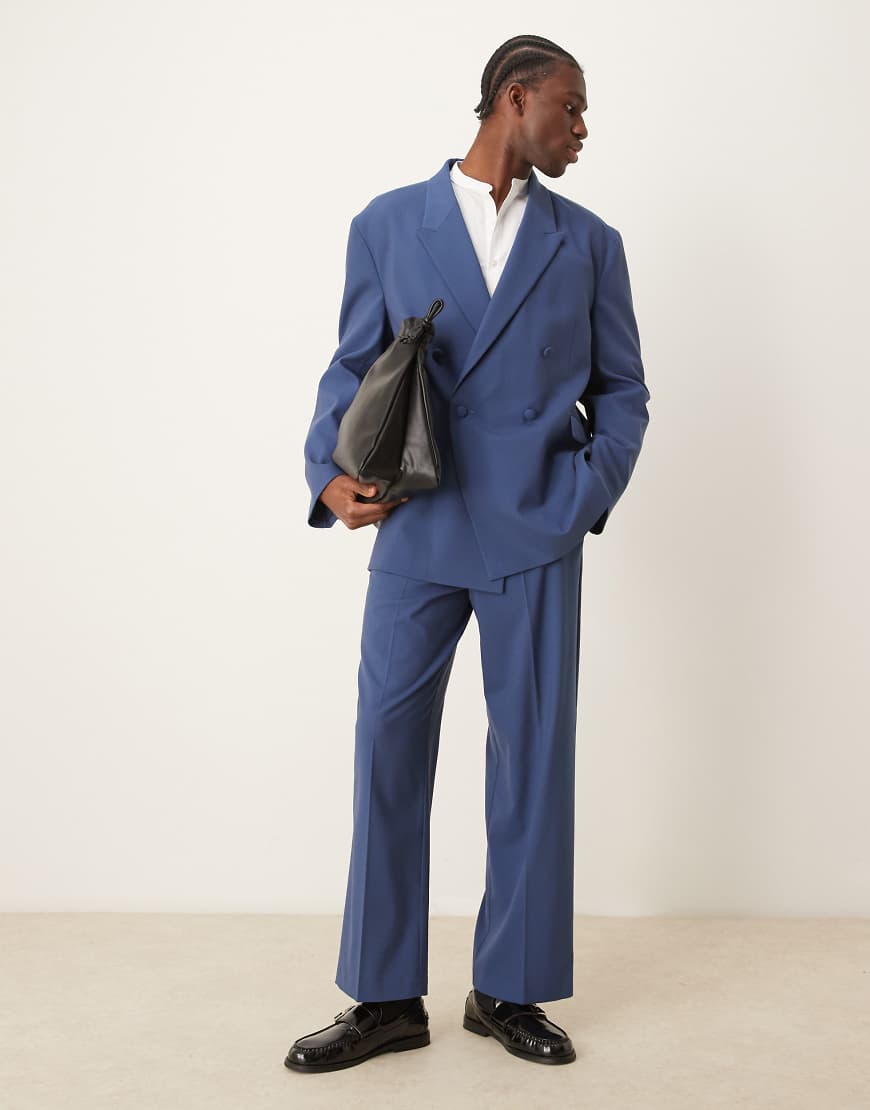 ASOS DESIGN - Anzughose mit weitem Bein in Blau ASOS DESIGN - Anzughose mit weitem Bein in Blau von ASOS DESIGN