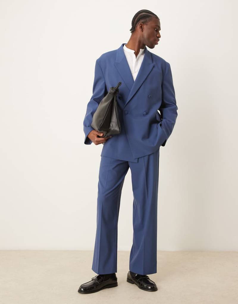 ASOS DESIGN - Anzughose mit weitem Bein in Blau von ASOS DESIGN