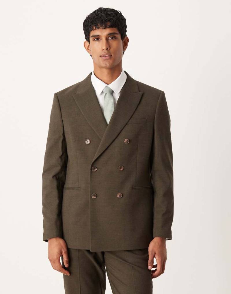 ASOS DESIGN - Anzugjacke in Braun mit Glencheck-Karomuster und normalem Schnitt-Brown von ASOS DESIGN