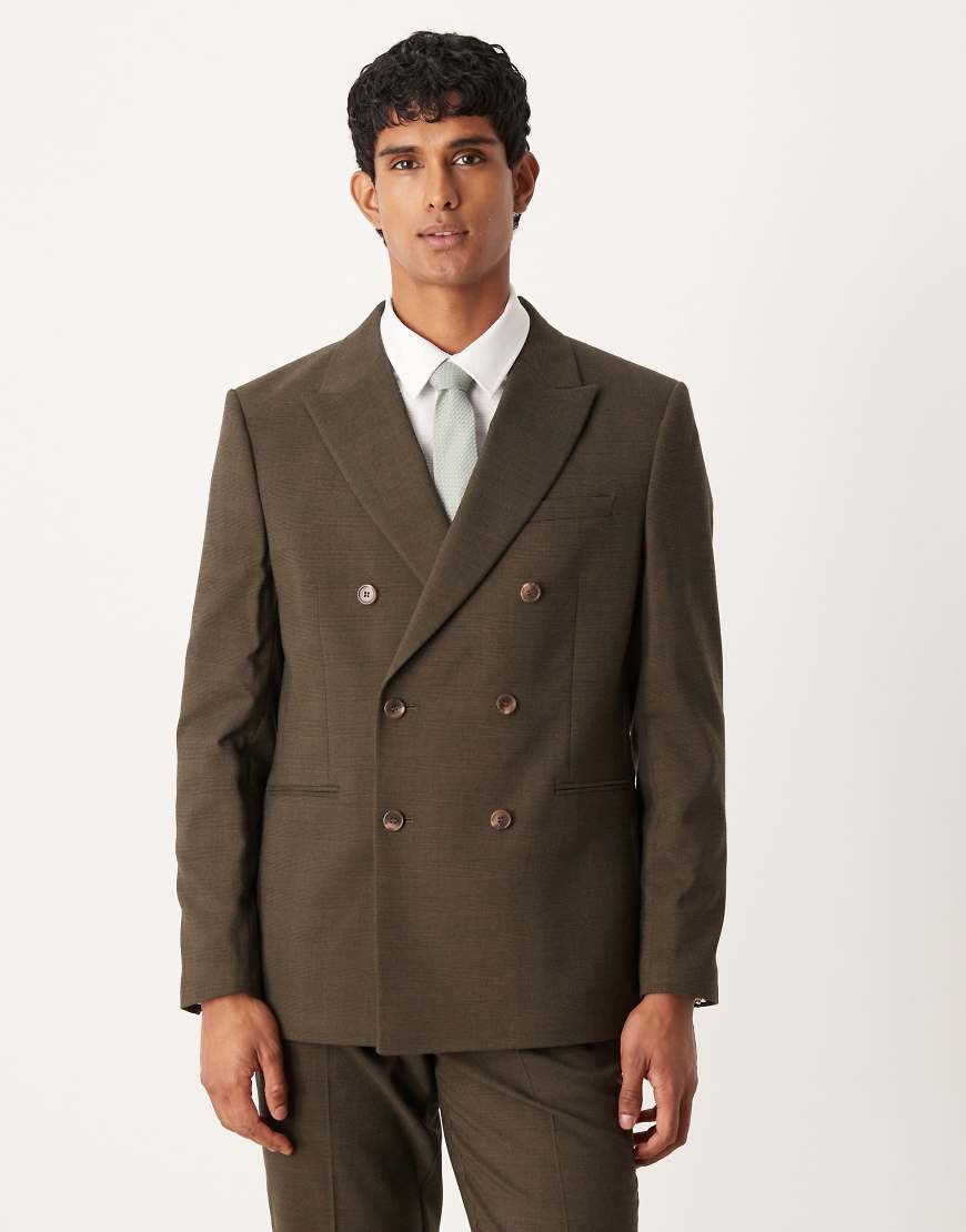 ASOS DESIGN - Anzugjacke in Braun mit Glencheck-Karomuster und normalem Schnitt-Brown von ASOS DESIGN
