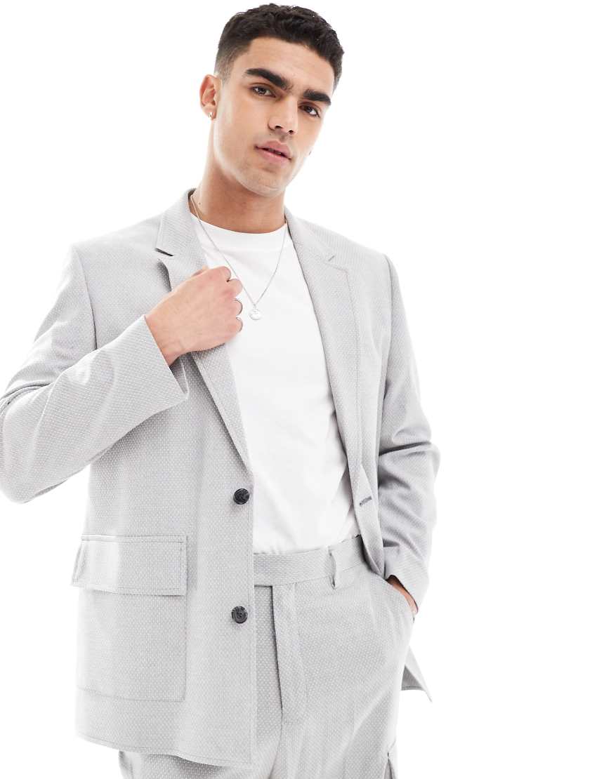 ASOS DESIGN - Anzugjacke in Grau mit lockerem Schnitt und feiner Struktur von ASOS DESIGN