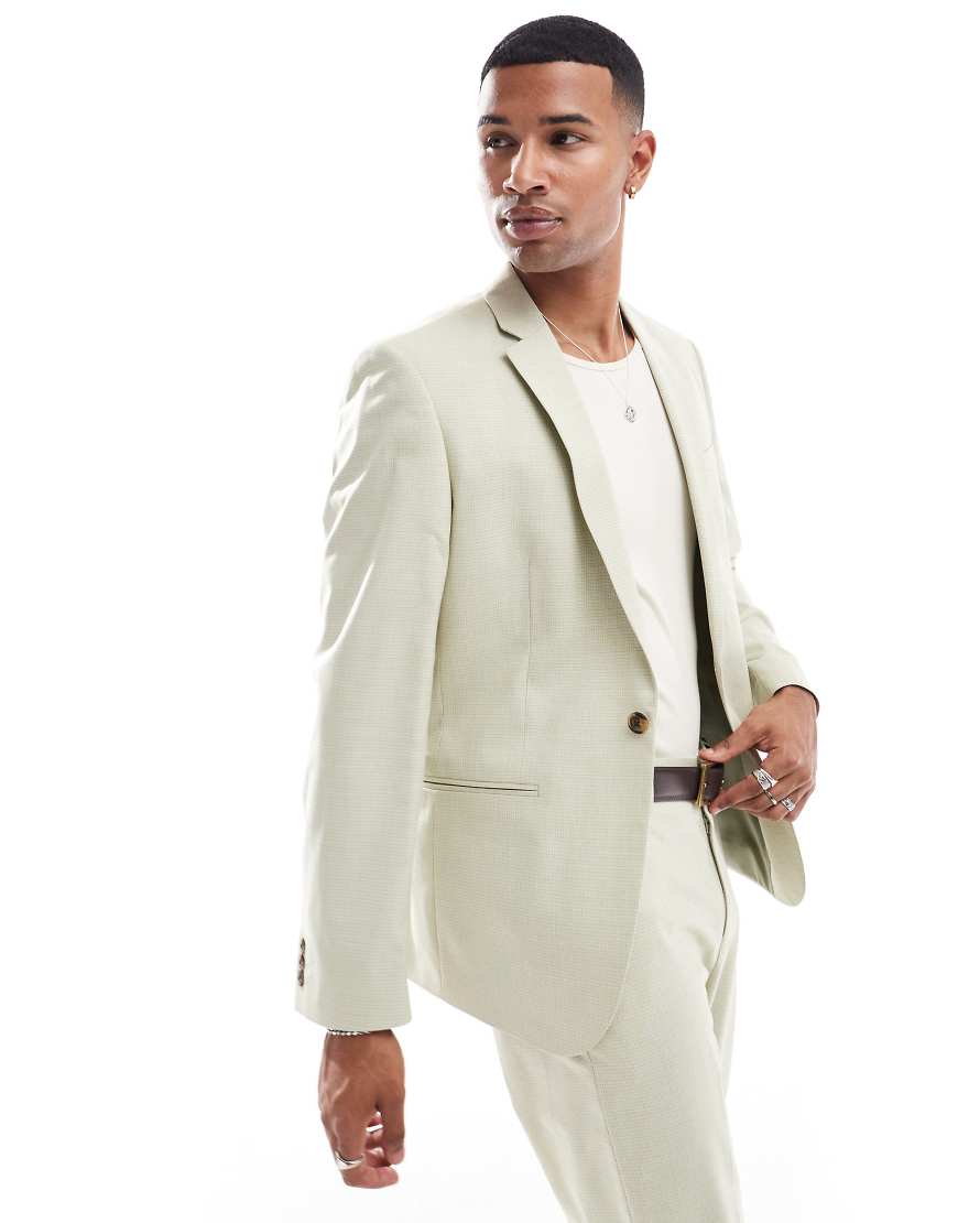 ASOS DESIGN - Anzugjacke in Grün mit schmalem Schnitt und Flechtmuster ASOS DESIGN - Anzugjacke in Grün mit schmalem Schnitt und Flechtmuster von ASOS DESIGN